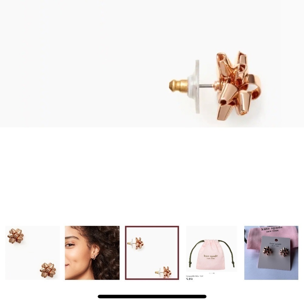 CLEARANCE🆕kate spade♠️Bourgeois ROSE GOLD Classic HOLIDAY Bow Stud Earrings - Picture 3 of 8